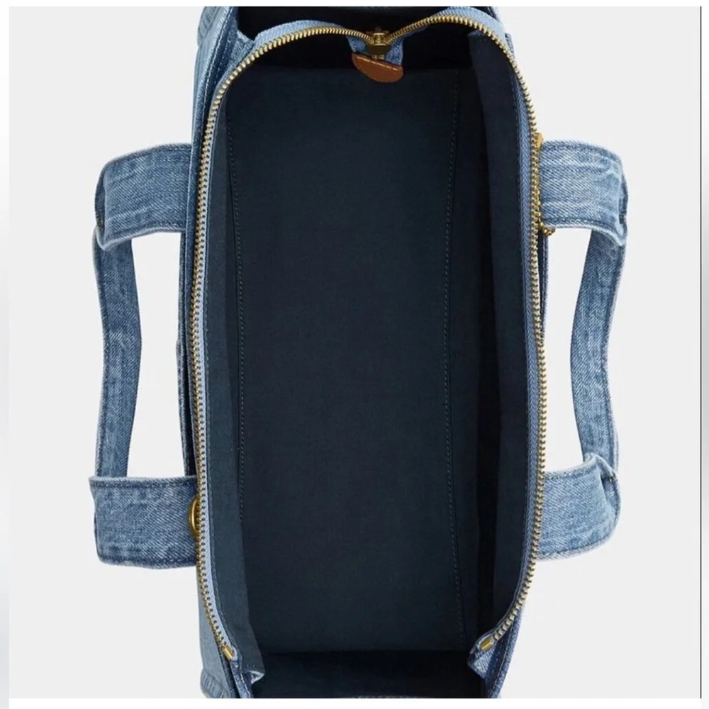 NWT Coach Blue Denim Embroidered Tote with Tag - Picture 2 of 5